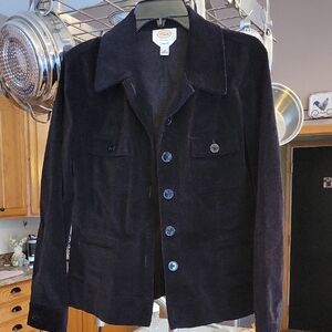 Talbots Black Corduroy Stretch Shirt Jacket Size 12